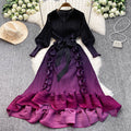 Miya foreign trade premium banquet gown - gradient ruffle detail, heavily pleated, slim-fit long dress