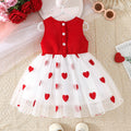 cross-border exclusive: new summer girls' princess dress - red and white heart bow skirt