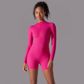 Half-open collar zipper long sleeves jumpsuit fitness sports sexy tight jumpsuit brushed nude comfortable yoga clothes