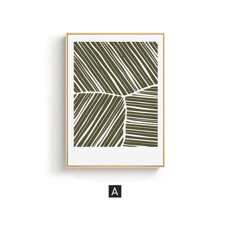 Nordic abstract line meter box decorative painting vertical plate can be pushed and pulled to block the distribution box hanging painting green small fresh