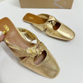 Za women's shoes spain 2025 autumn closed-toe gold knot detail flat backless fashion shoes