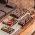 Walnut glass fruit plate living room for home high-end light luxury grid dried fruit plate new chinoiserie snack tea fruit plate