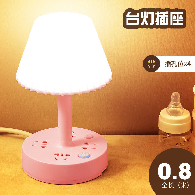 Desk lamp socket panel multifunctional with usb multi-port power strip with cord for home bedside night light power strip