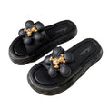 Fashionable and luxurious women's slippers: thickened, floral-embellished, indoor/outdoor, bathroom, anti-slip, summer korean style