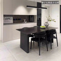 Modern minimalist sintered stone dining table with black dining chairs set - premium small apartment italian-style rectangular dining table for home and b&b