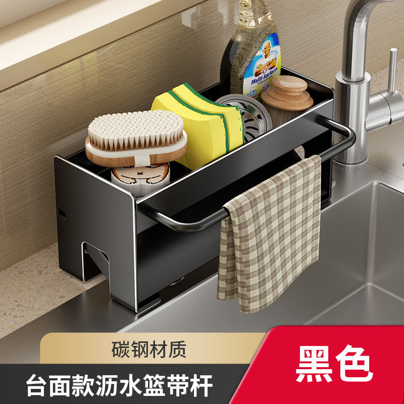 Kitchen drain rack, sink, dish soap, sponge, cloth, storage rack, drain artifact, steel wire ball, sink storage rack