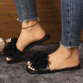 Fashionexportflowersflatsone-word square toe slippers women's new arrivaloutwearcasual lightweight beach sandals wish