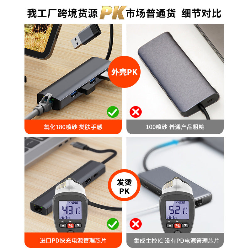 Usb hub type-c card reader for huawei, apple, and pc - 6-in-1 expansion dock with pd fast charging
