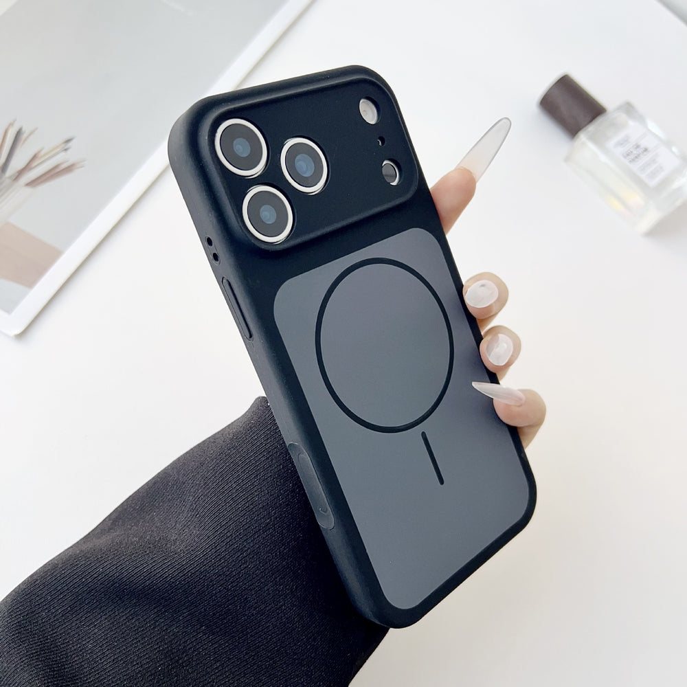 Fine hole two-color thin circle magnetic liquid silicone apple 17promax mobile phone case suitable for iphone16 skin-feeling case
