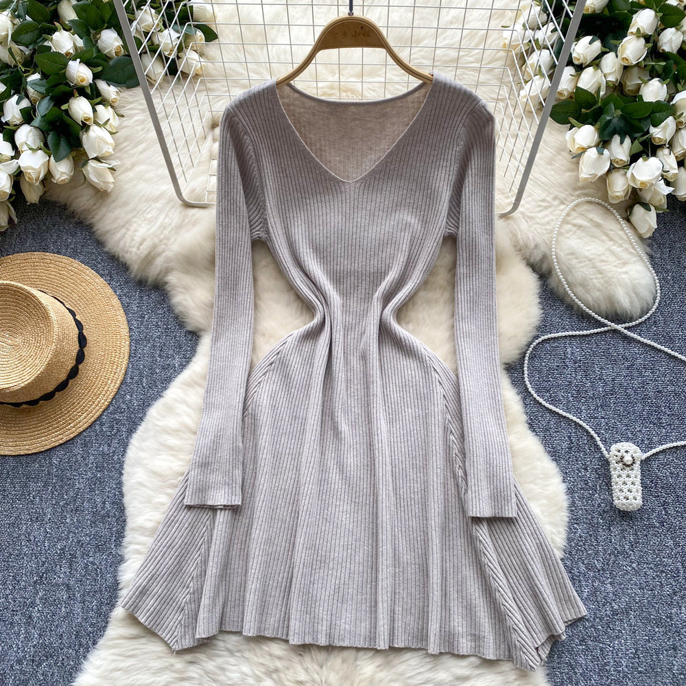 Fall and winternew arrivalsweater skirt bottom knitting shirt dress women's waist slimming look medium long inner a-line skirt