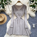 Fall and winternew arrivalsweater skirt bottom knitting shirt dress women's waist slimming look medium long inner a-line skirt
