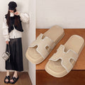 Thick sole diamond edge sandals women's summeroutwearfashioneasiest for matchins style western high-end h-shaped beach shoes for women
