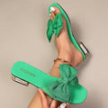 plus sizebows slippers for women new arrivalk-style transparent one-line slippers square toe metal heel thick heel slippers