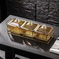 【with lid】amber 3-compartment fruit platter + iron stand, thickened plastic