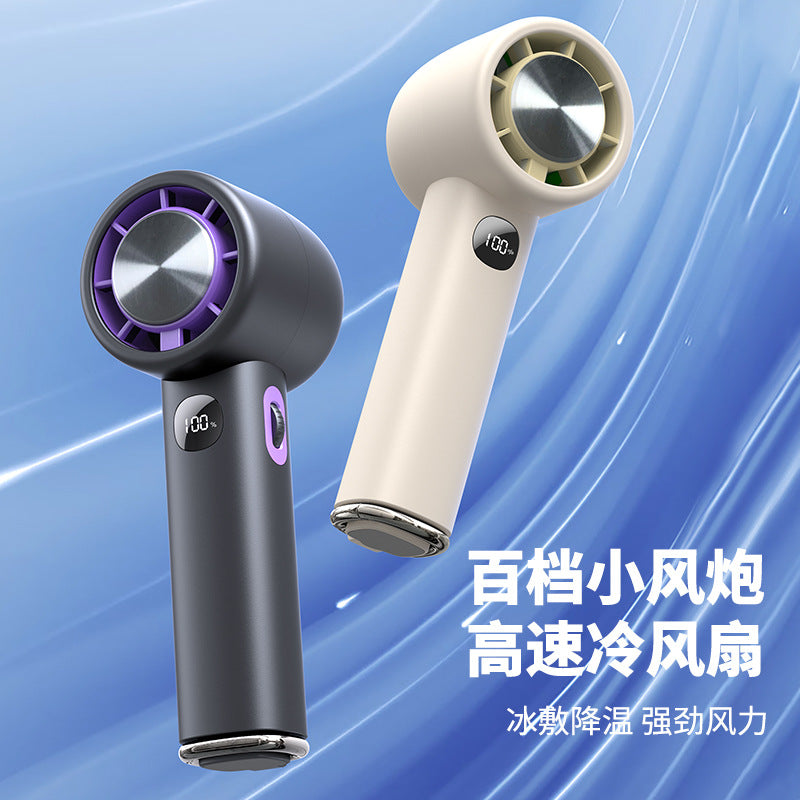 New wh08 high-speed cooling fan - portable handheld fan for outdoor use, 100-speed adjustable, powerful wind, silent turbine mini fan