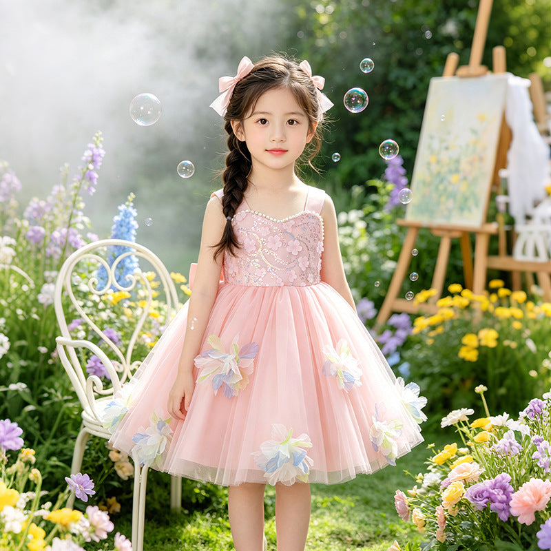 Girls' birthday dress: stunning fairy princess gown - high-end, stylish, perfect for hosts, piano performances, and stage shows