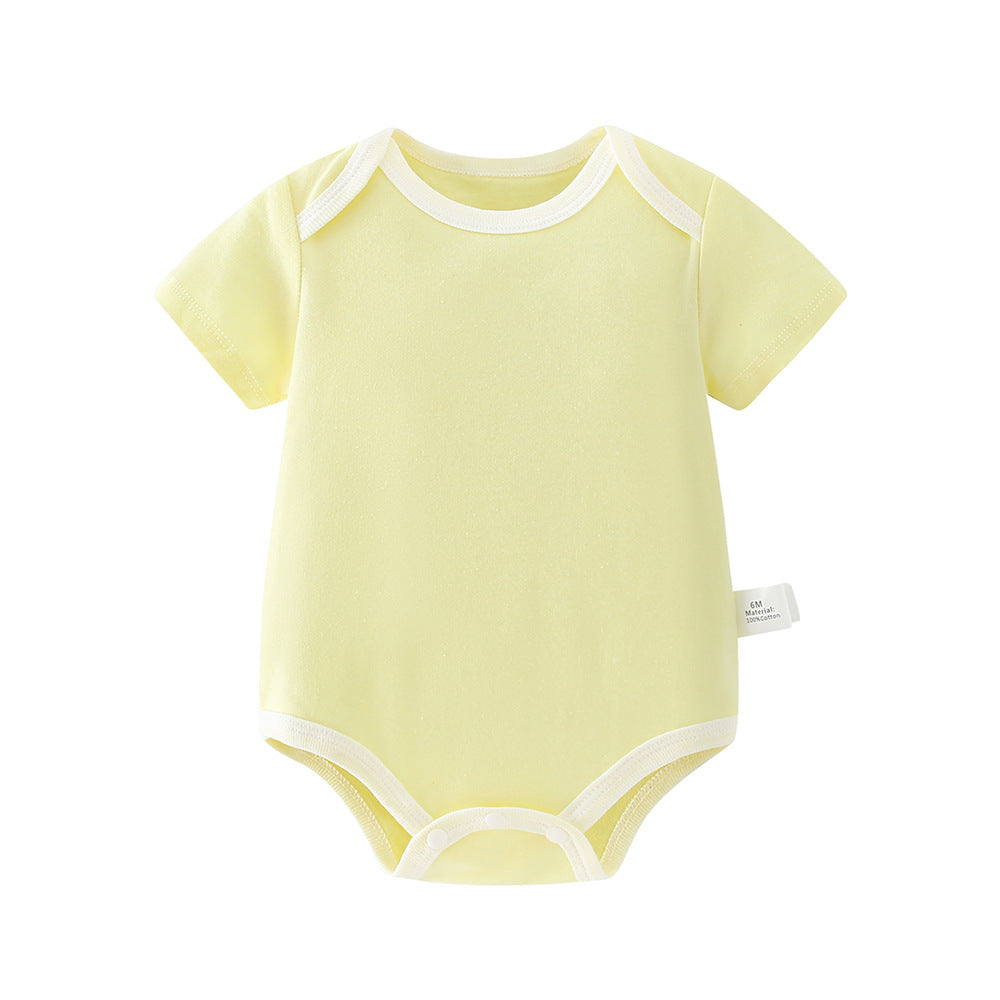 Baby short-sleeve romper - lightweight summer bodysuit for newborns, unisex, snap-crotch, triangle design, printed -  collection