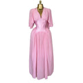 European and american cross-border women's fashion:  summer new arrival - elegant v-neck, waist-defining, patchwork a-line short-sleeve pink maxi dress