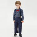 Boys' spring outfit set: new spring collection - plaid shirt, perfect for first birthday parties and gentleman's events