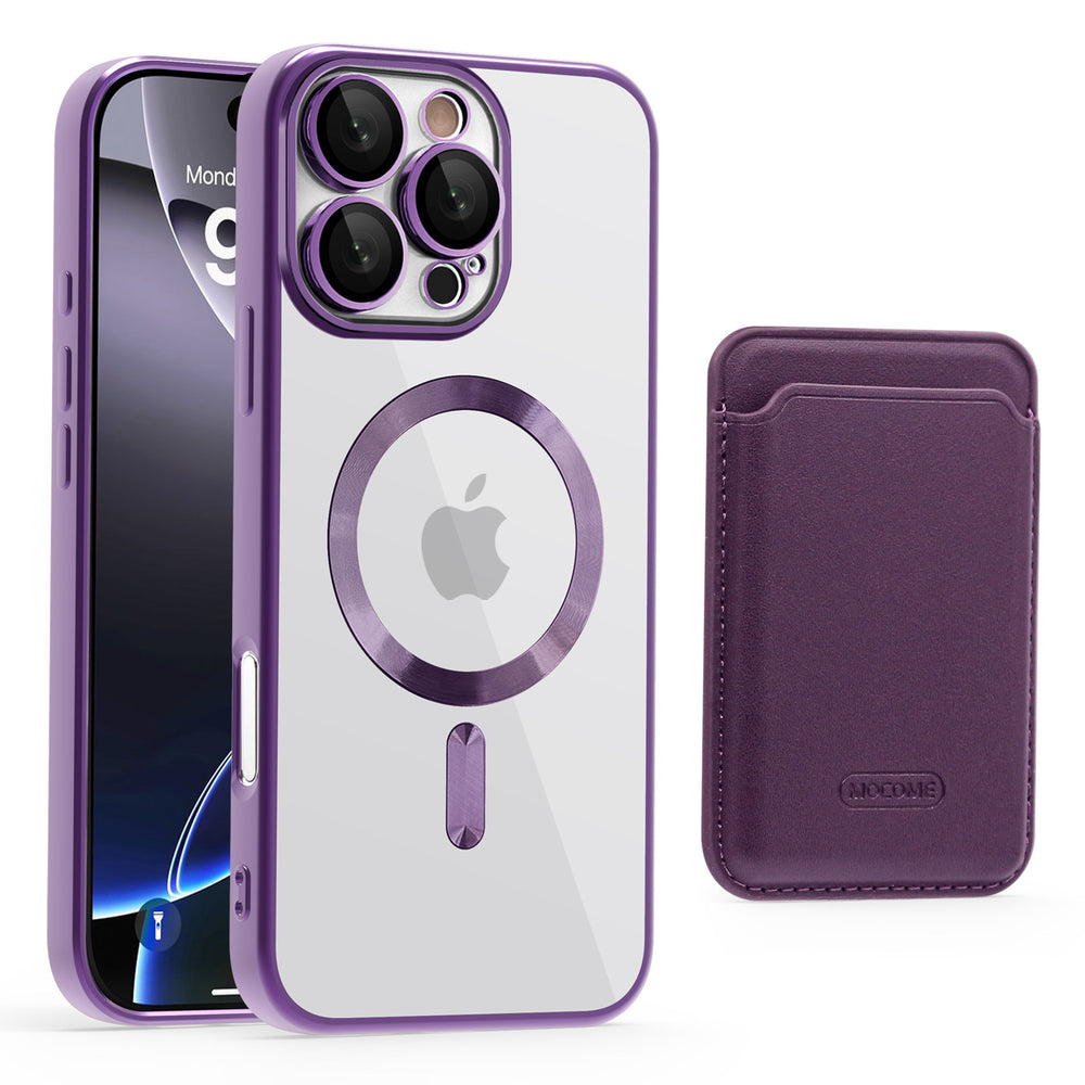 Golden shield cd pattern magnetic case + card holder compatible with iphone 16 phone case apple 15 pro max anti-drop protective cover - cross-border