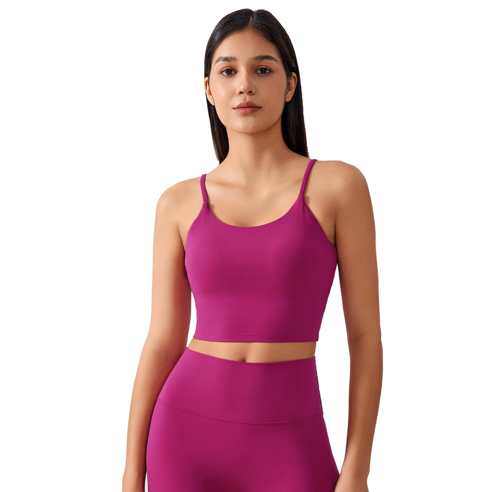 New women's sports tank top bra - built-in cup, shockproof, push-up, side boob coverage, beautiful back, fitness yoga bra ag002
