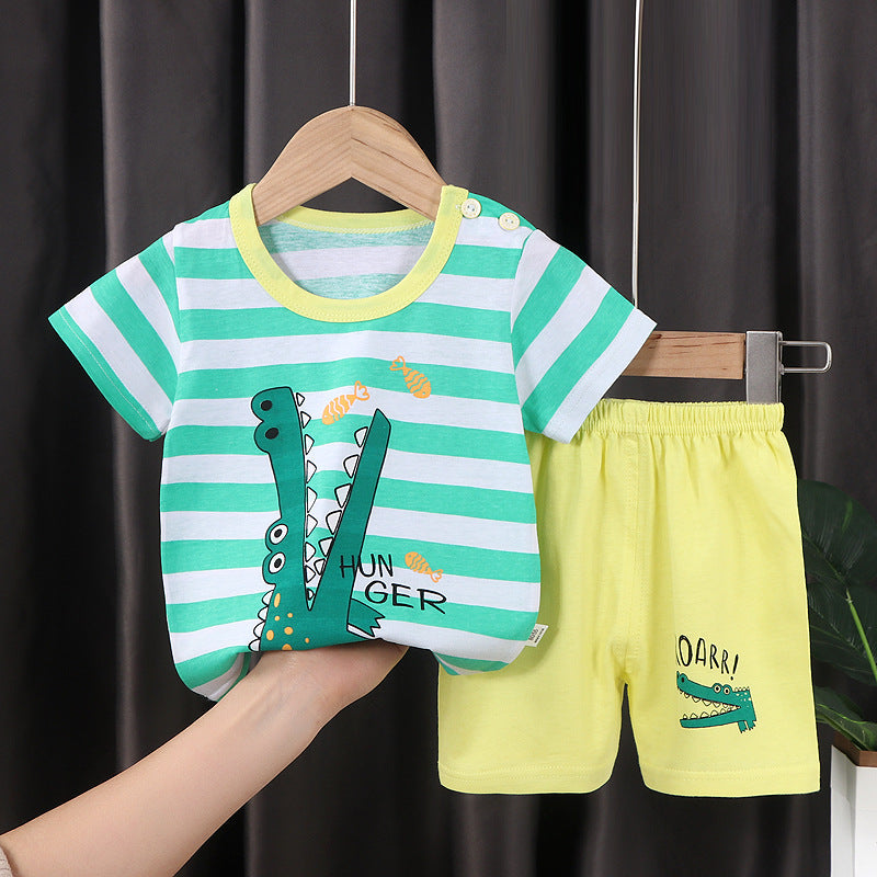summer new arrival: 100% cotton kids' short-sleeve t-shirt and shorts set - korean style infant and toddler two-piece outfit