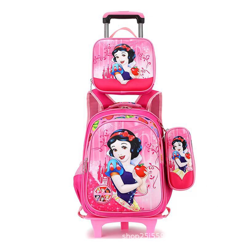 New  primary school students tie rod schoolbag 1-6 grades boys and girls backpack lunch bag cartoon children's bag