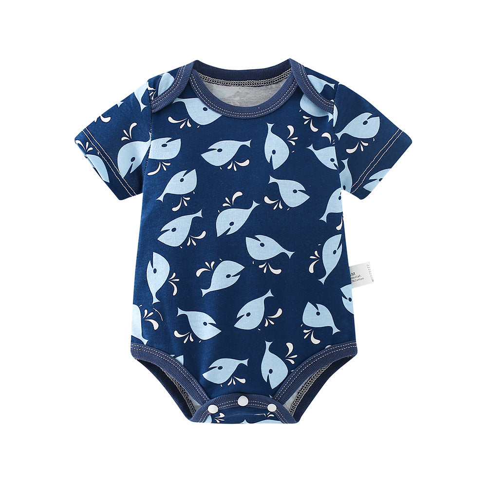 Baby romper spring autum triangle crawling short-sleeved male and female baby cotton 0-1 year old jumpsuit girl butt wrap