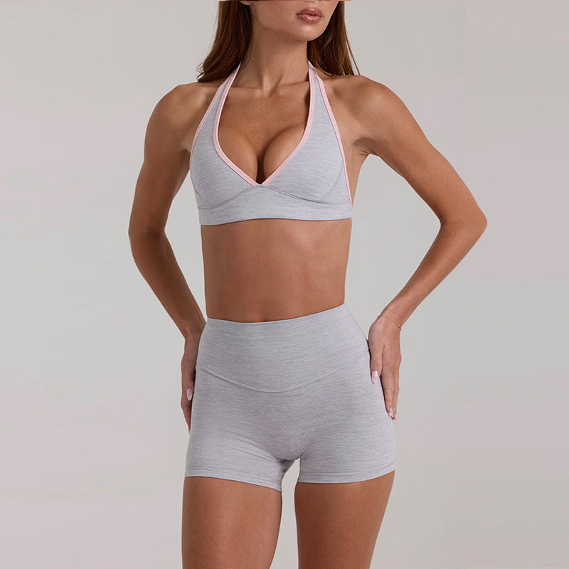 New arrival yoga clothes high waist hip lifting and abdominal control shorts three-quarter pants suspenders beautiful back running sports intimates bra suit