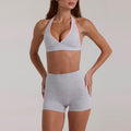 New arrival yoga clothes high waist hip lifting and abdominal control shorts three-quarter pants suspenders beautiful back running sports intimates bra suit