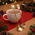 304 stainless steel luxury style creative christmas tableware coffee spoon afternoon tea dessert spoon fruit fork wholesale