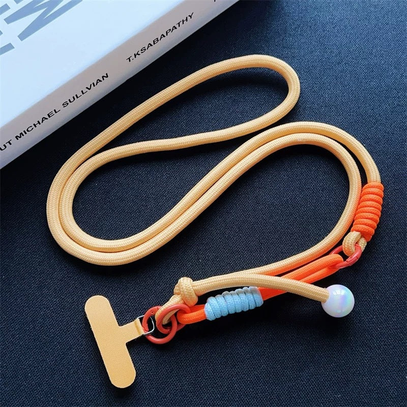 New arrival adjustable hanging neck long braided rope multi-functional wrist patchwork rope k-styletrendy color ball outdoor anti-lost