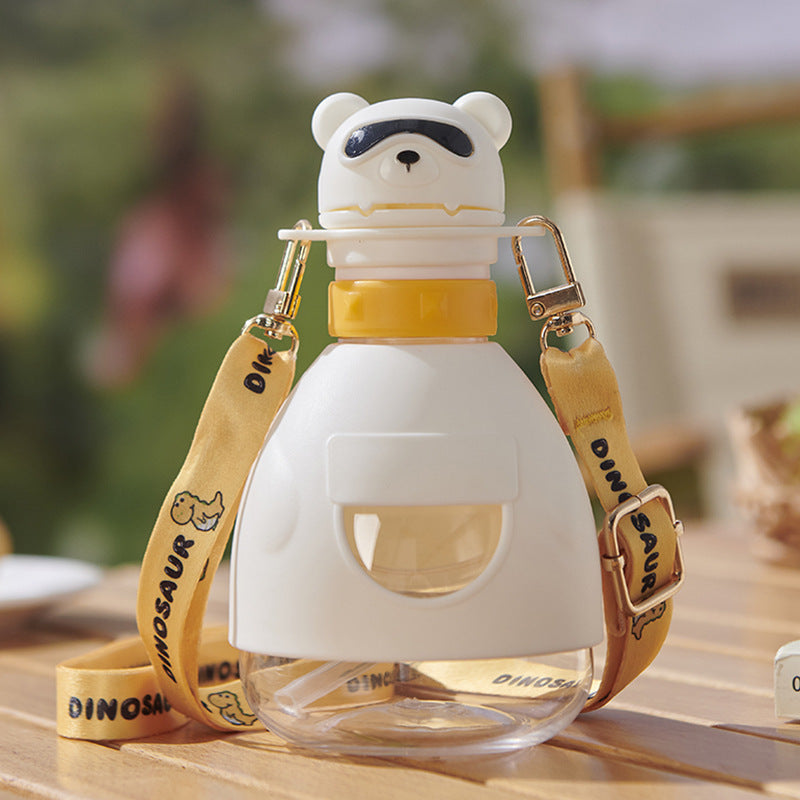 Children's water cup, baby learning to drink silicone straw cup, portable drinking kettle for going out, mineral water straw cover, anti-choking