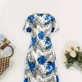 wholesale women's short-sleeved dresses, fashionable women's dresses for spring, summer, and autumn, new cross-border printed designs