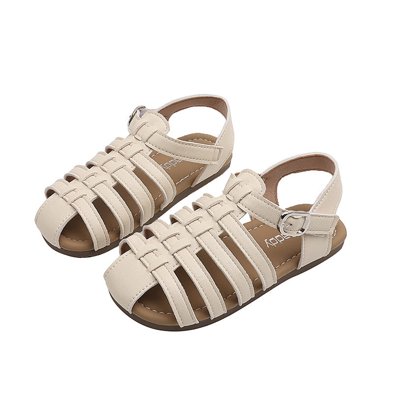 Vancahao  summer new children's casual roman sandals korean style girls' princess closed-toe beach shoes for kids