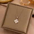Simple elegant four-leaf flower jewelry suit four-leaf clover laser titanium steel plum blossom fashioneasiest for matchpopular trendy jewelry