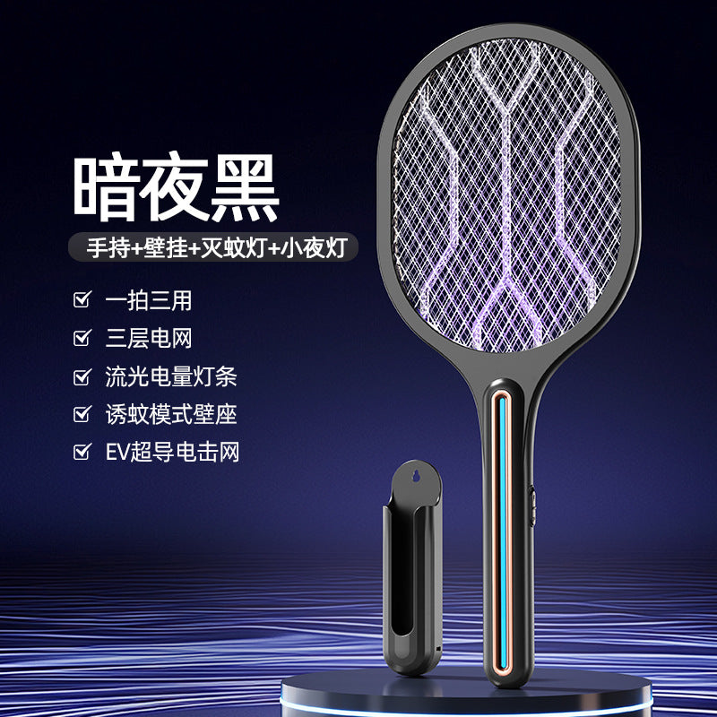 household electric mosquito swatter rechargeable automatic mosquito trap and mosquito swatter electric shock mosquito killer lamp two-in-one camping style fly swatter