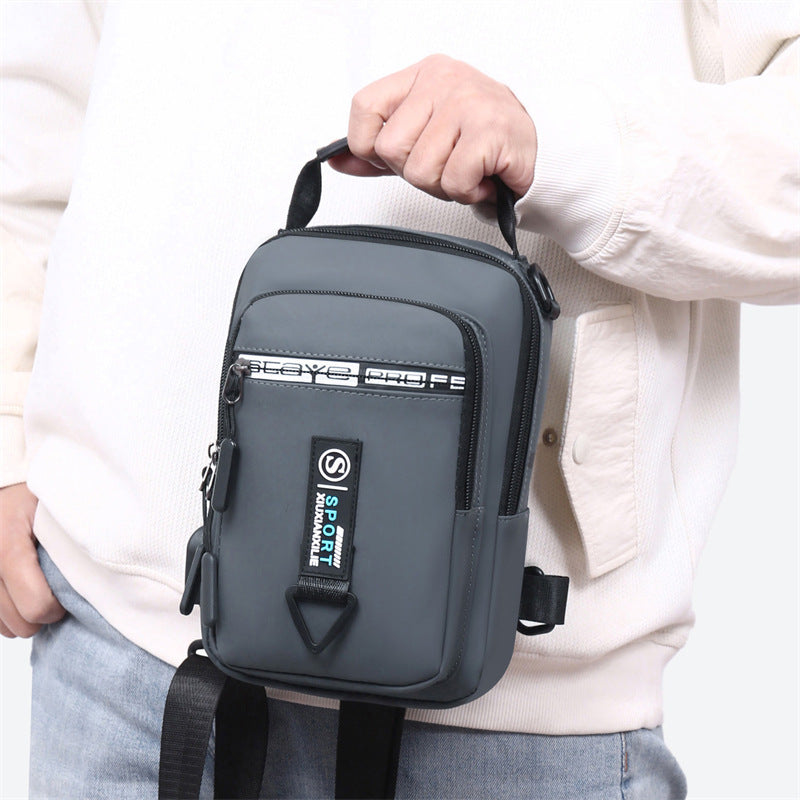 New men's breast bag trendy fashion multi-functional business commuting shoulder bag outdoor leisure travel portable messenger bag