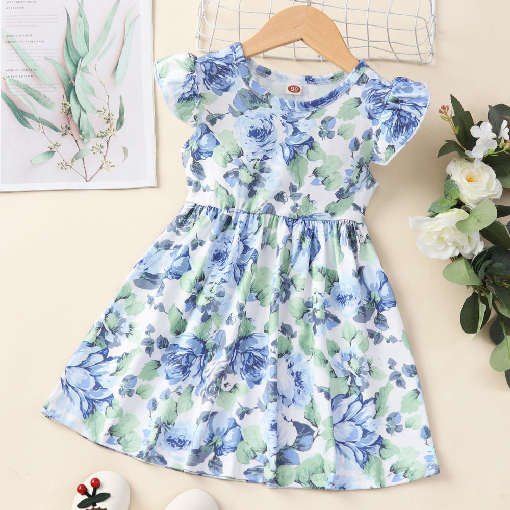 New arrival small and medium children flying sleeve dresskidsdressgirl princess dress