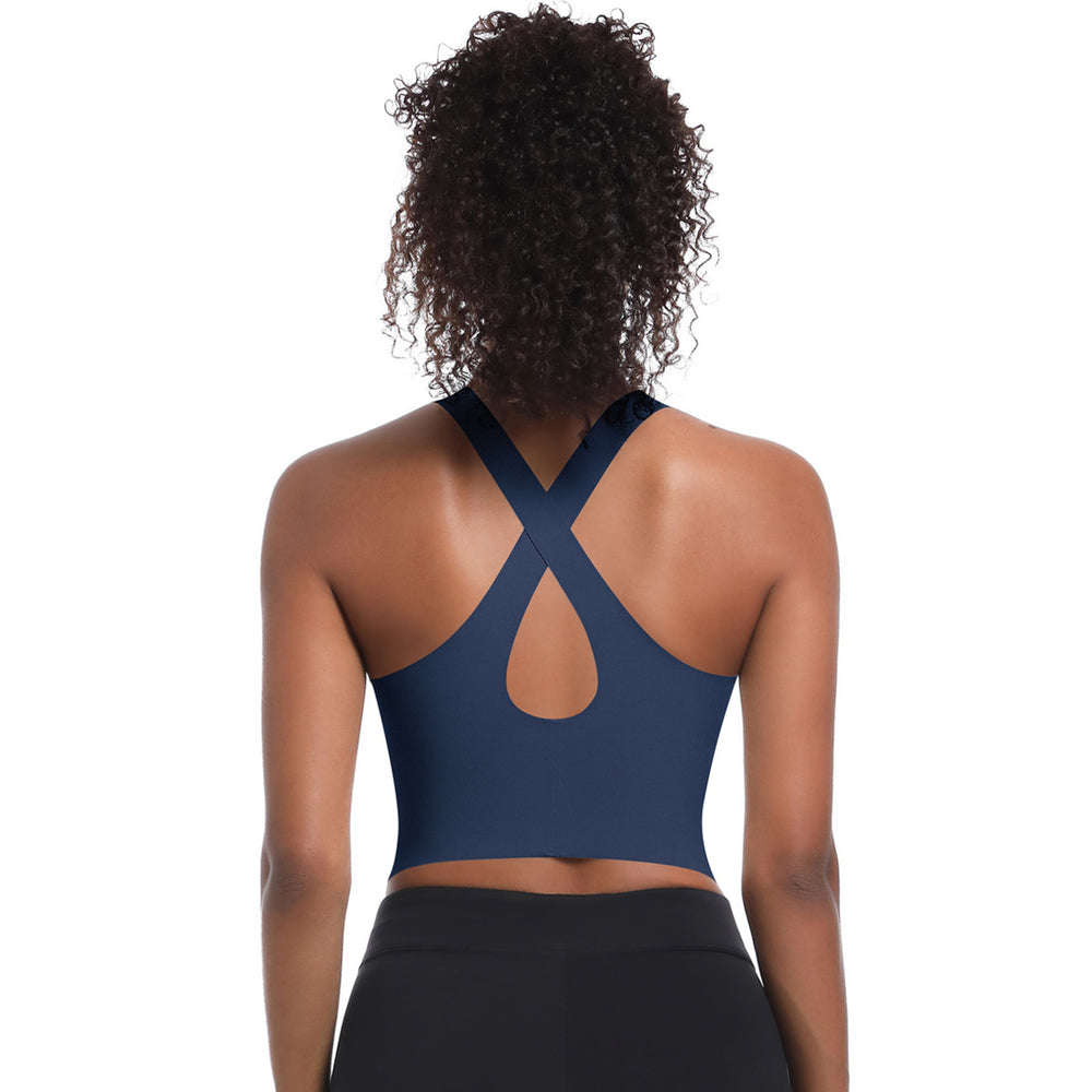 Clearance seamless solid color fitness sports bra running sweat-wicking breathable double-layer anti-show yoga backless yoga top for women