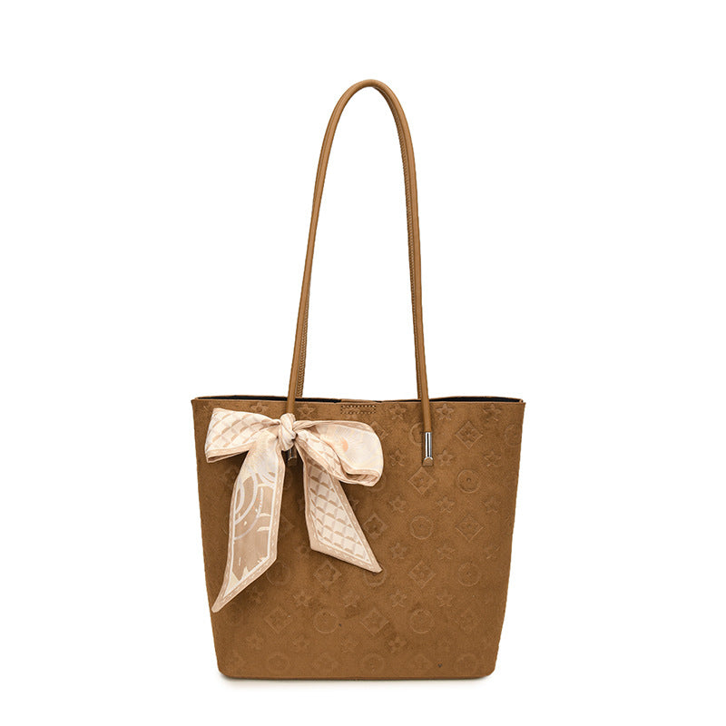 2025 new cross-border women's bag: minimalist, fashionable, retro, large capacity, letter print, handbag, shoulder bag, tote bag