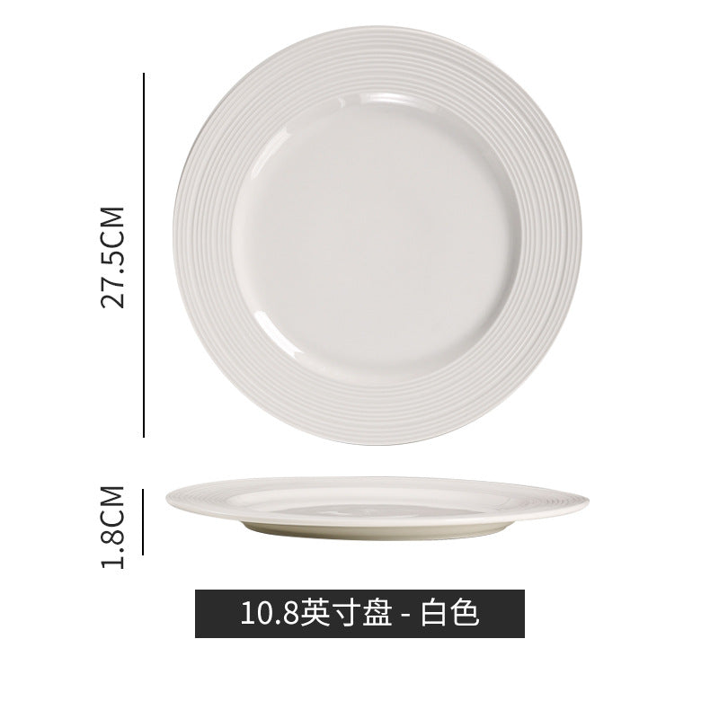 Nordicins striped edge ceramic plate dinner plate western food flat plate for home vegetable plate hotel restaurant dessert plate
