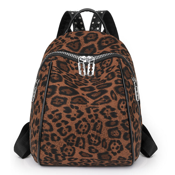 Trendy fashion design personalized leopard print bag women's autumn and winter new backpack women's casual versatile student schoolbag