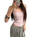 European and american style women's summer  new slim-fit lace patchwork backless asymmetrical halter neck inner layer vest top