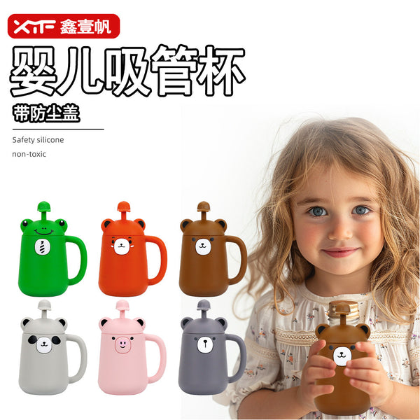 Silicone children's water cup baby learning drink cup high value baby straw cup large capacity milk cup mother and baby products