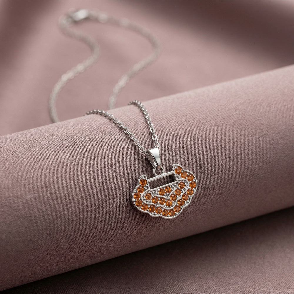 New arrivalpopular hot style copper inlaid zirconium safety lock necklace for women summereasiest for matchfashionelegant titanium steel clavicle chain jewelry