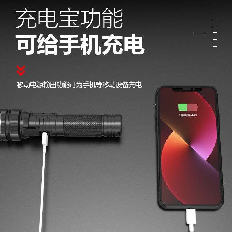 Cross-border new white laser high-power aluminum head heat dissipation telescopic zoom laser gun power bank digital display flashlight