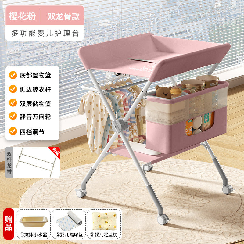 Diaper changing table - portable, multifunctional, foldable, washable baby bed for diaper changing and bathing