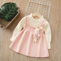 Girls' fleece-lined sweater dress -  autumn/winter new year's edition - bowknot christmas dress - children's wear - little girl's dress