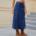 Fashion cross-border foreign trade women's clothing  independent station new style washed elastic waist ribbon workwear skirt trendy